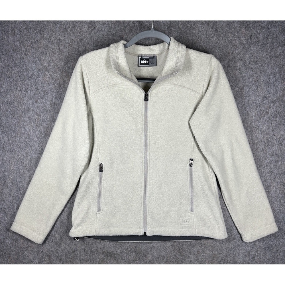 REI Polartec Classic Fleece Jacket Women's Medium Full Zip Cream Outdoor